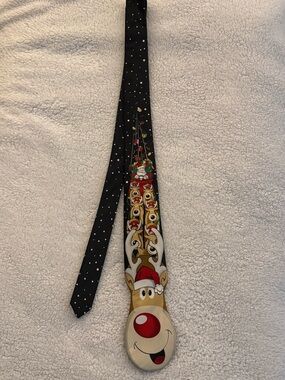 Funny Christmas Rudolph Reindeer Neck Tie Santa Holiday Novelty Tie